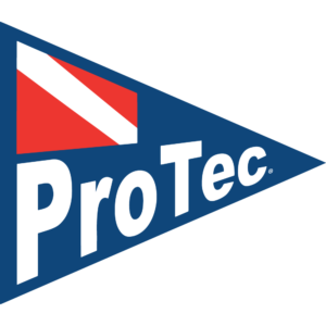 Logo showing a blue flag with Protec written on it